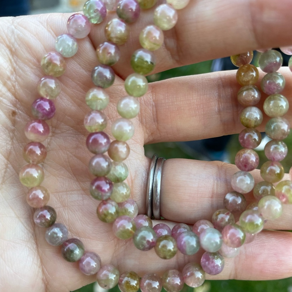 Watermelon tourmaline stretchy bracelets